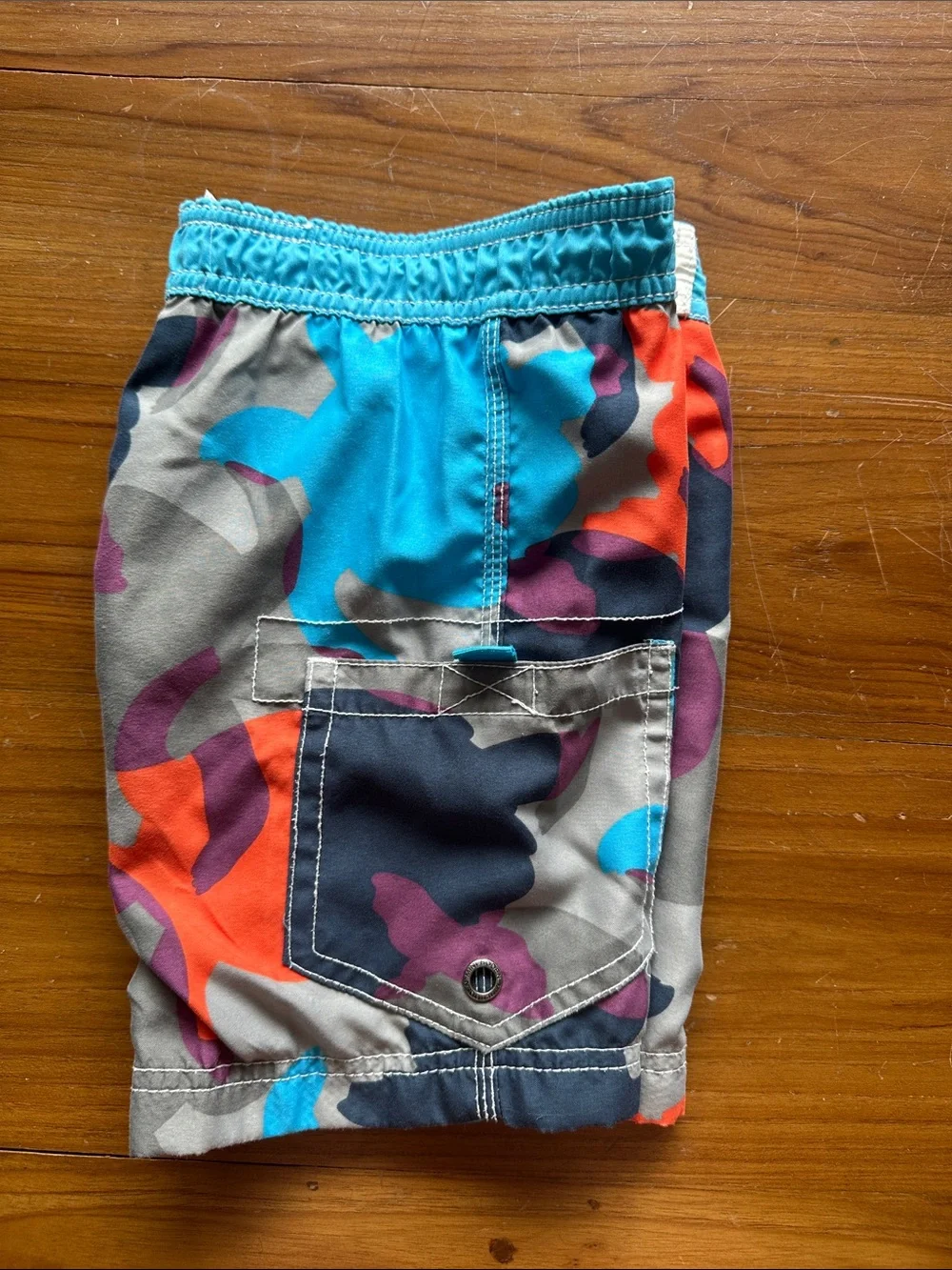 Boden Boys’ Multicolor Camo Swim Shorts - Blue/Orange/Grey/Purple - Sz 2-3yrs